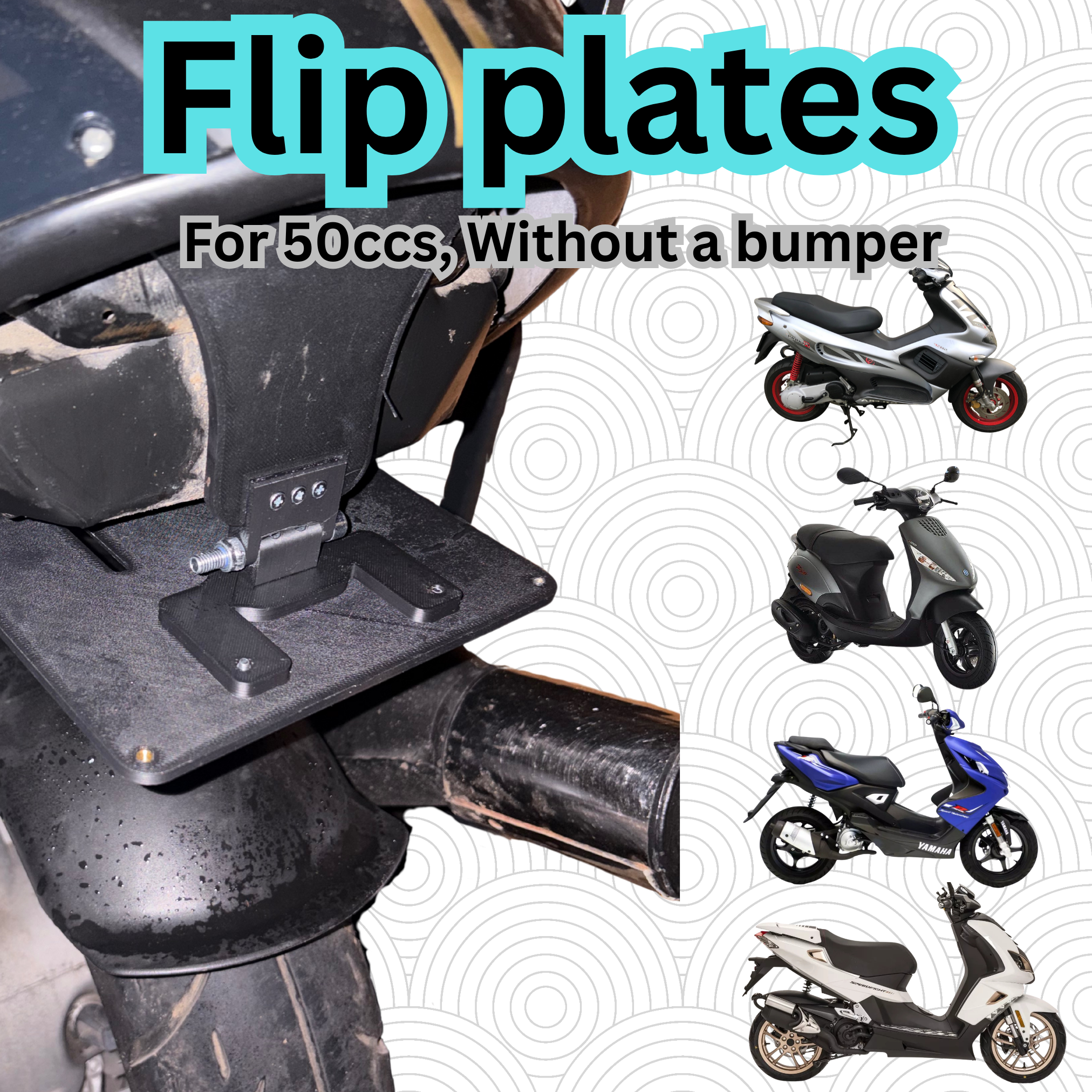Flip plates for mopeds - Designed for zips and aerox, fit 99% of scooters