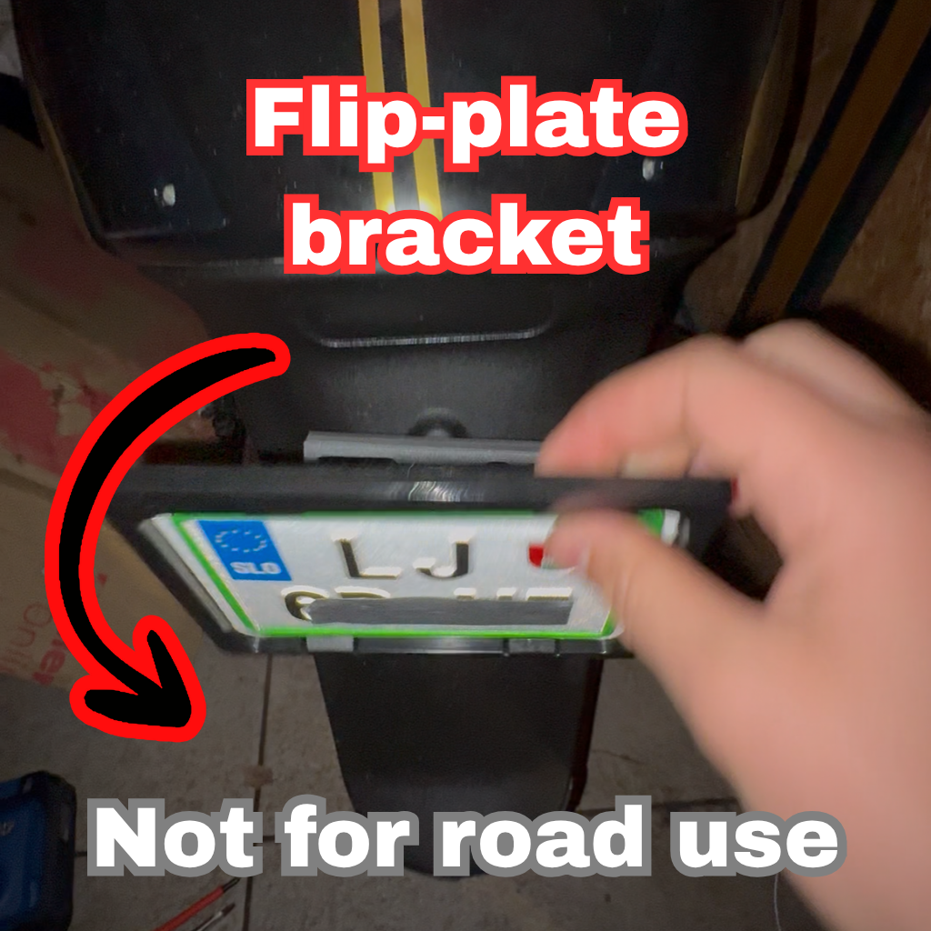 Fold Plate Flip Plate – Downward Folding Motorcycle License Plate Bracket | Fits 50cc Bikes & Plate Frames
