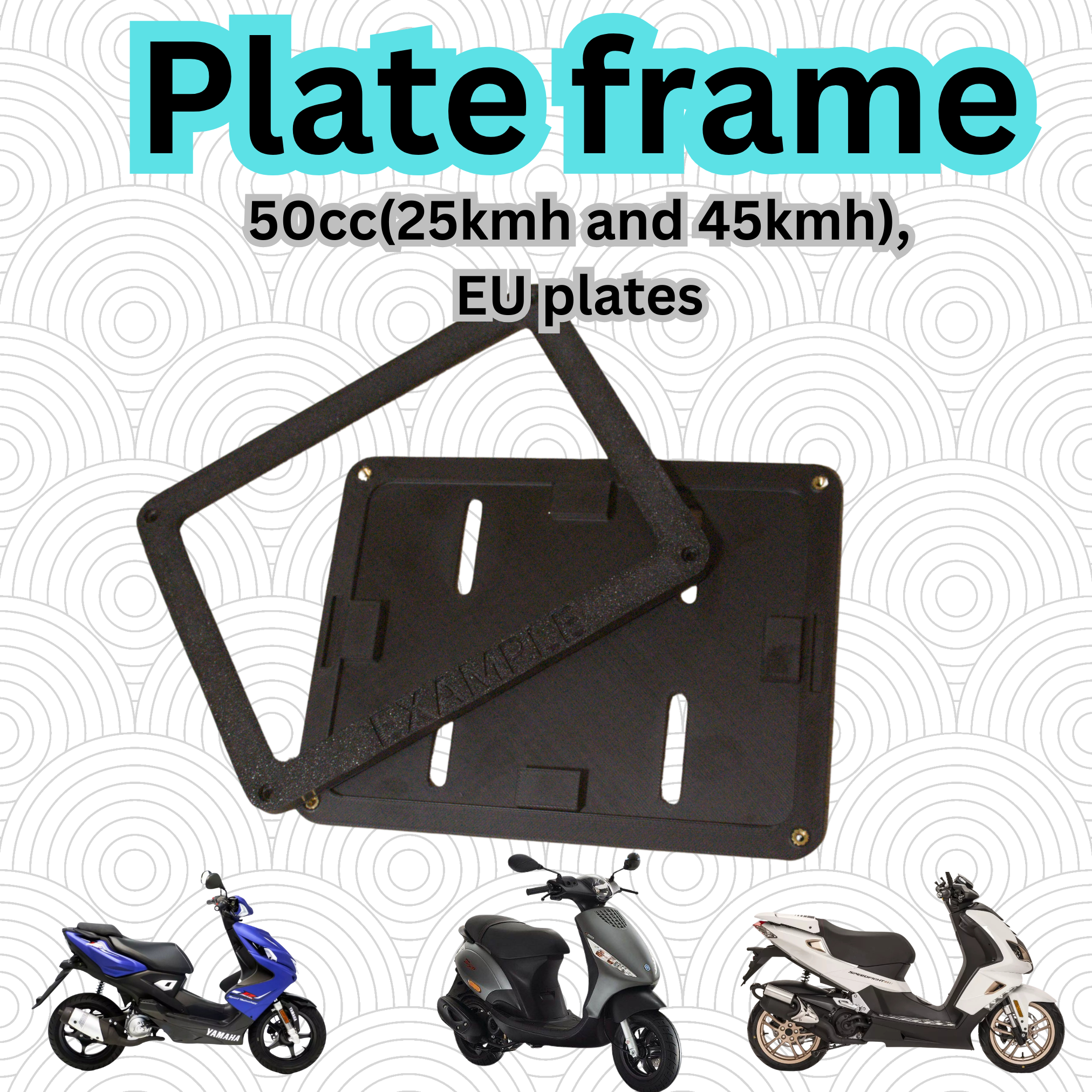 Personalised plate frame EU for 50cc (Red and black plates)