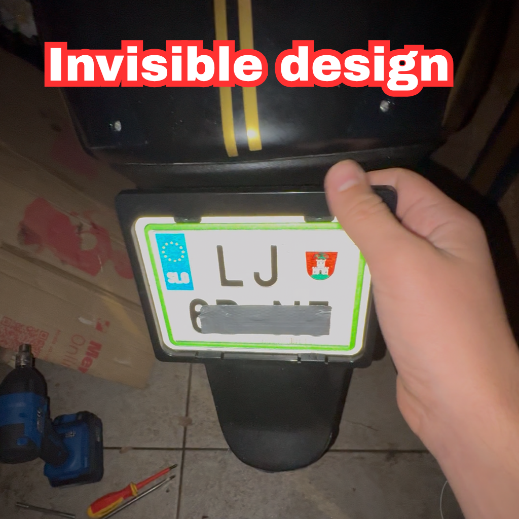 Fold Plate Flip Plate – Downward Folding Motorcycle License Plate Bracket | Fits 50cc Bikes & Plate Frames