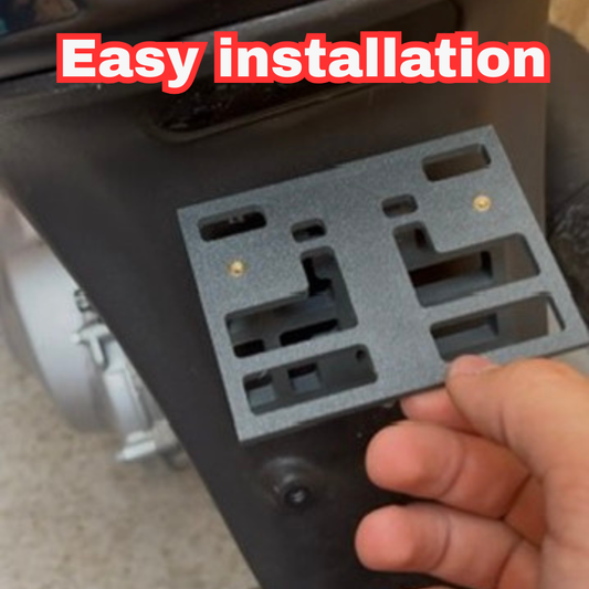 FoldMoto Flip Plate – Upward Folding Motorcycle License Plate Bracket | Fits 50cc Bikes & Plate Frames